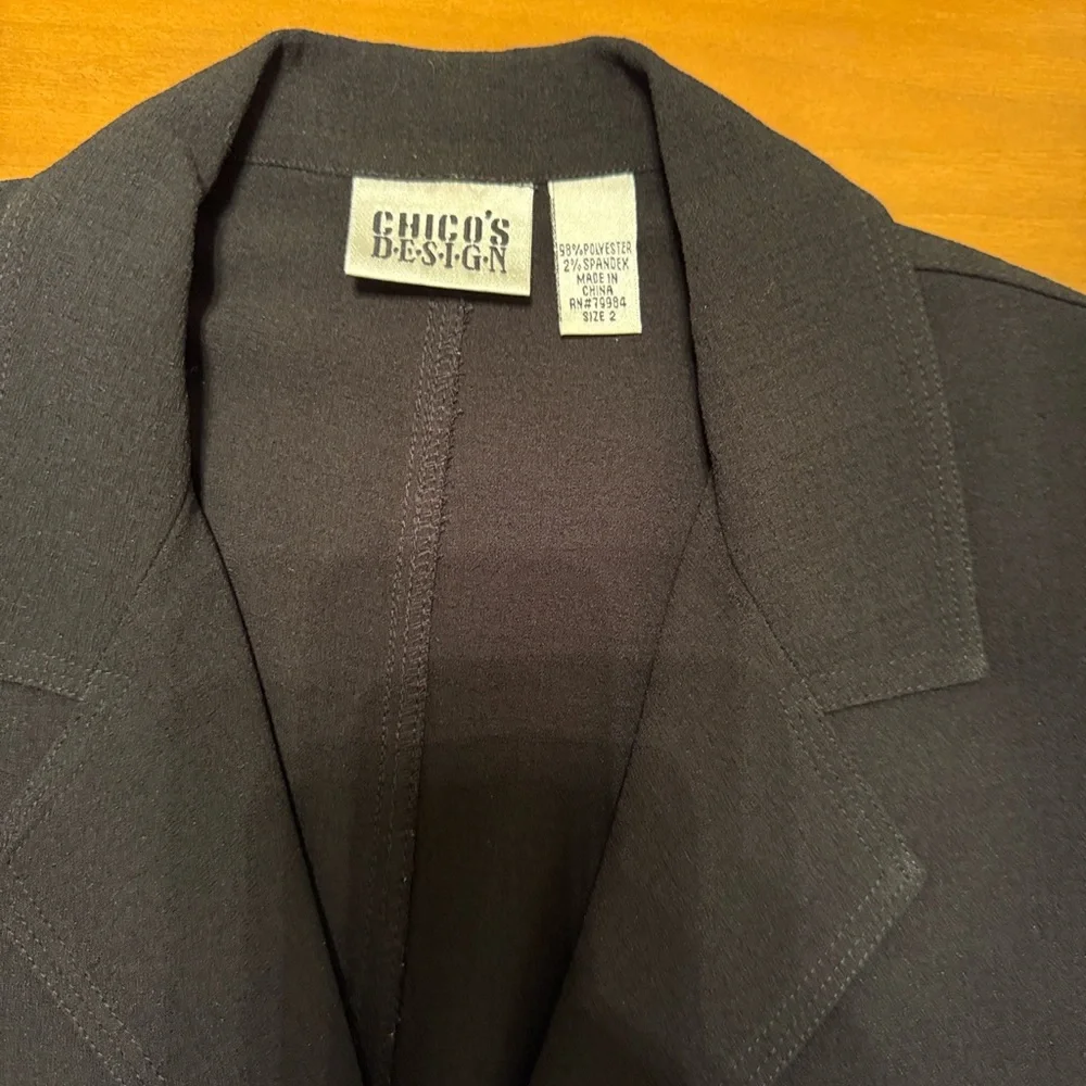 Chico's Black‎ Blazer with Silver Buttons - Picture 4 of 6